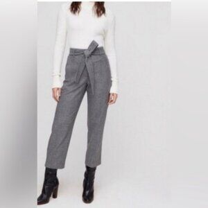 Wilfred Aritzia Jallade Gray High-Waisted Tie-Belt Houndstooth Ankle Pants 4